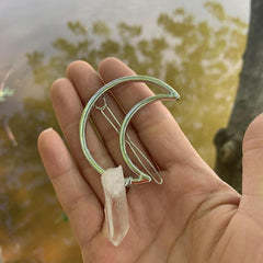 Opalite Crescent Moon Hair Clip Crystal Jewelry