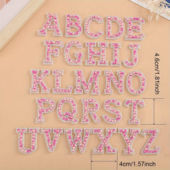 26pcs Pearl Rhinestone Letter Shape Patches DIY Clothing Accessories