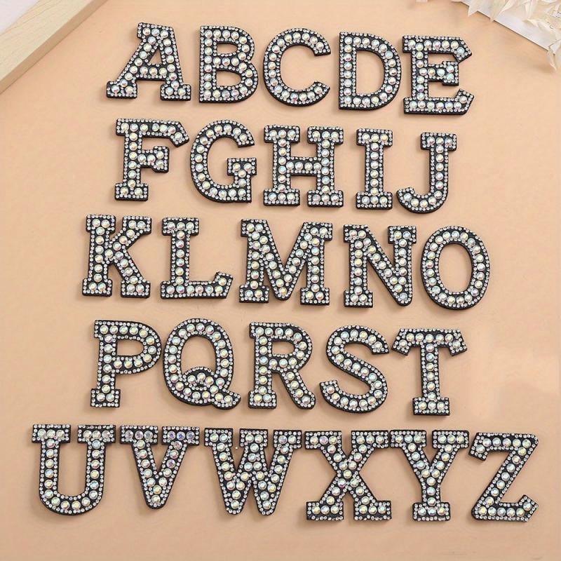 26pcs Pearl Rhinestone Letter Shape Patches DIY Clothing Accessories