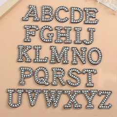 26pcs Pearl Rhinestone Letter Shape Patches DIY Clothing Accessories