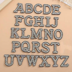 26pcs Pearl Rhinestone Letter Shape Patches DIY Clothing Accessories