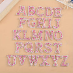 26pcs Pearl Rhinestone Letter Shape Patches DIY Clothing Accessories