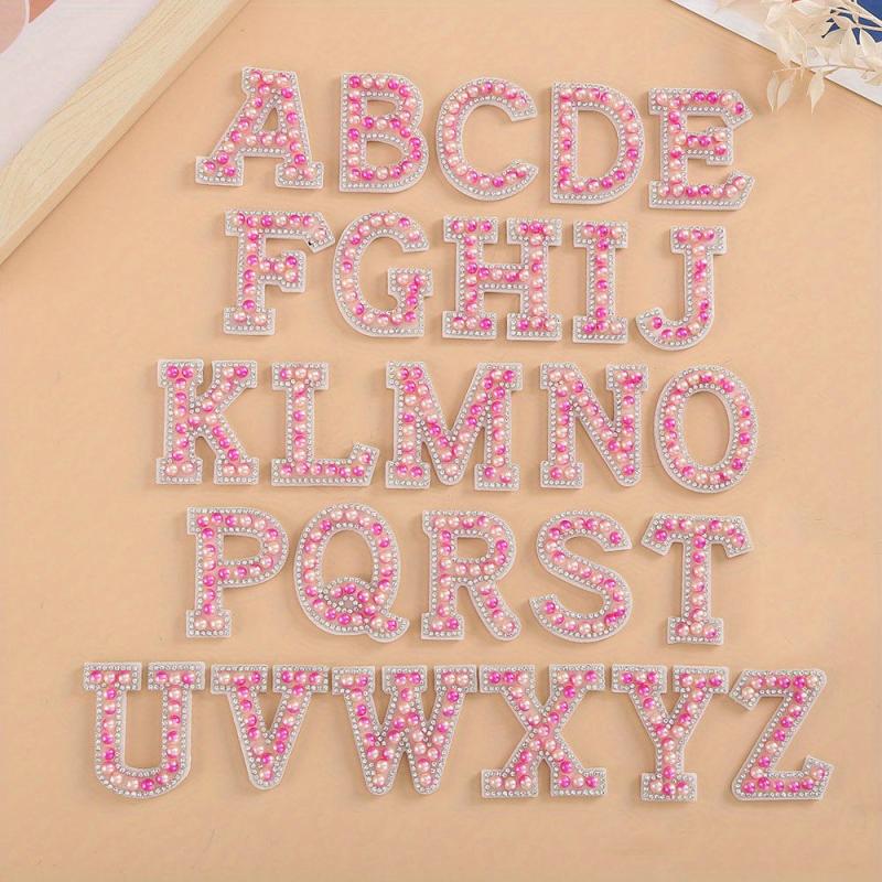 26pcs Pearl Rhinestone Letter Shape Patches DIY Clothing Accessories