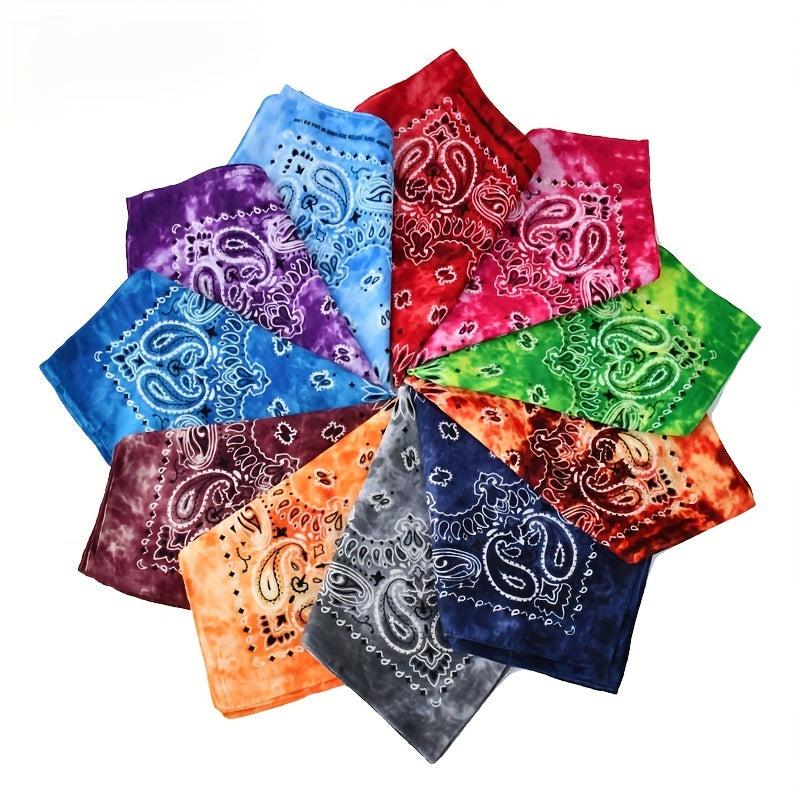 1pc 54 Paisley Print Bandana Tie Dye Western Cowgirl Cowboy Neckerchief