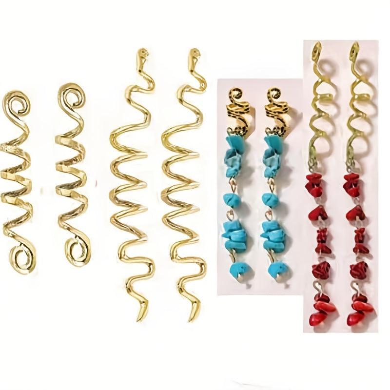 Braided Hair Rope Crystal Stone Pendant Boho Style Hair Clip