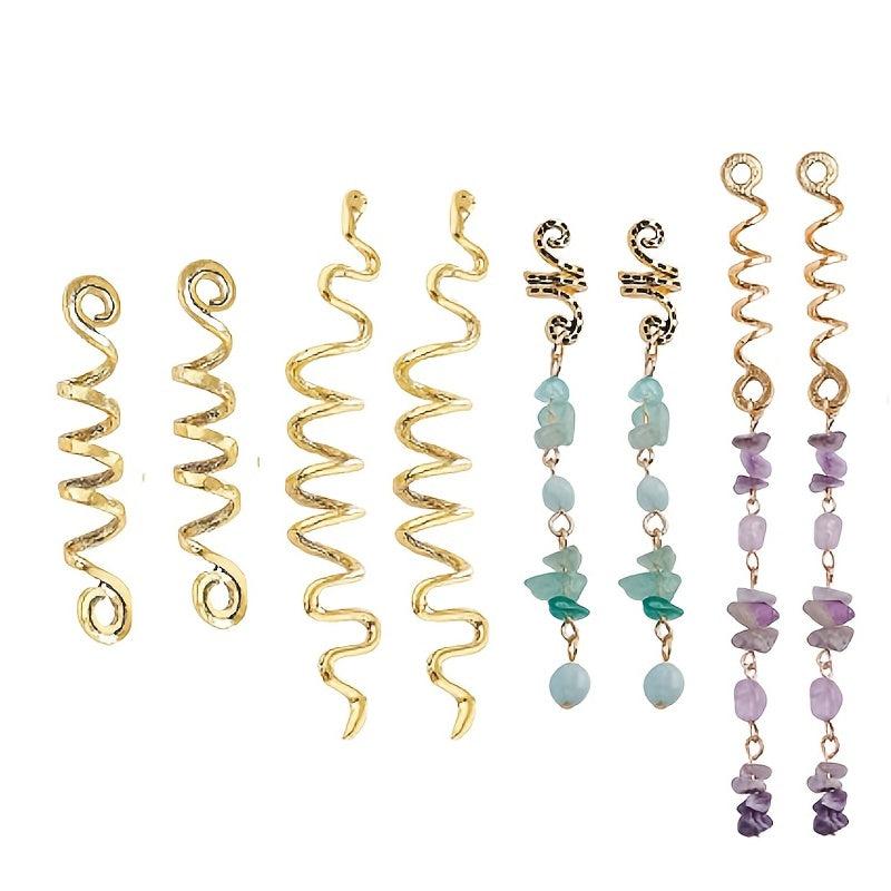 Braided Hair Rope Crystal Stone Pendant Boho Style Hair Clip