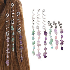 Braided Hair Rope Crystal Stone Pendant Boho Style Hair Clip