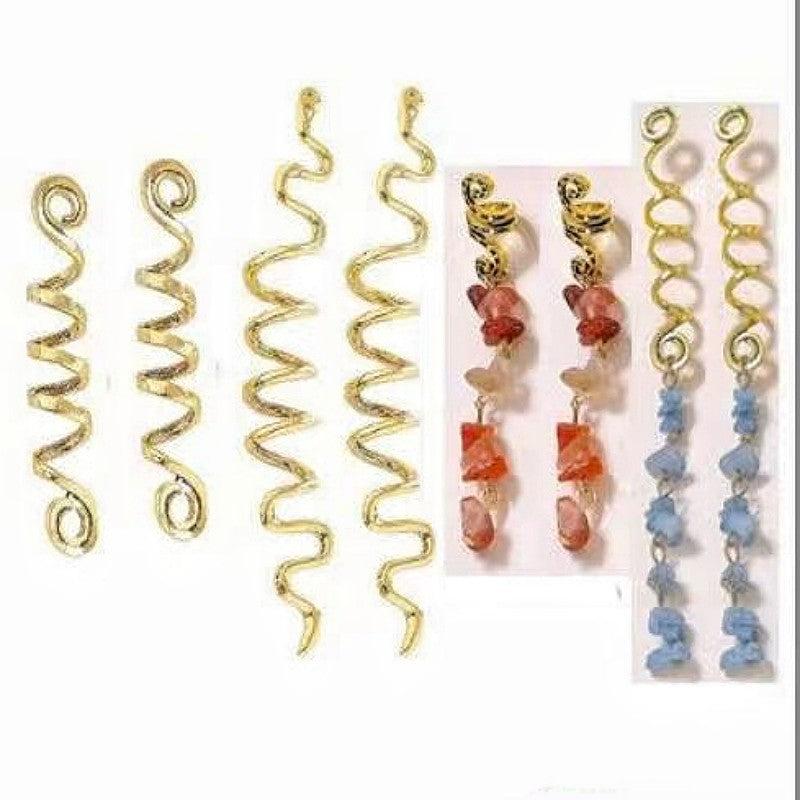 Braided Hair Rope Crystal Stone Pendant Boho Style Hair Clip