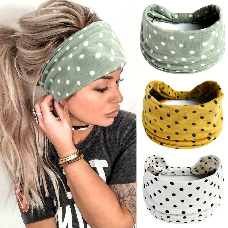 Polka Dot Knot Headband Hairband Boho Sports Yoga Headscarf