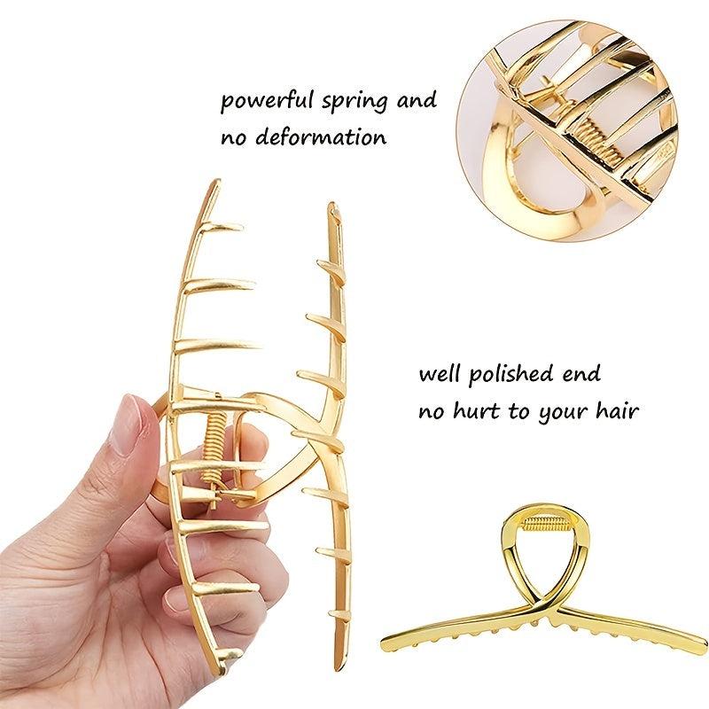 3pcs Large Metal Hair Claw Back Head Hair Clip Vintage