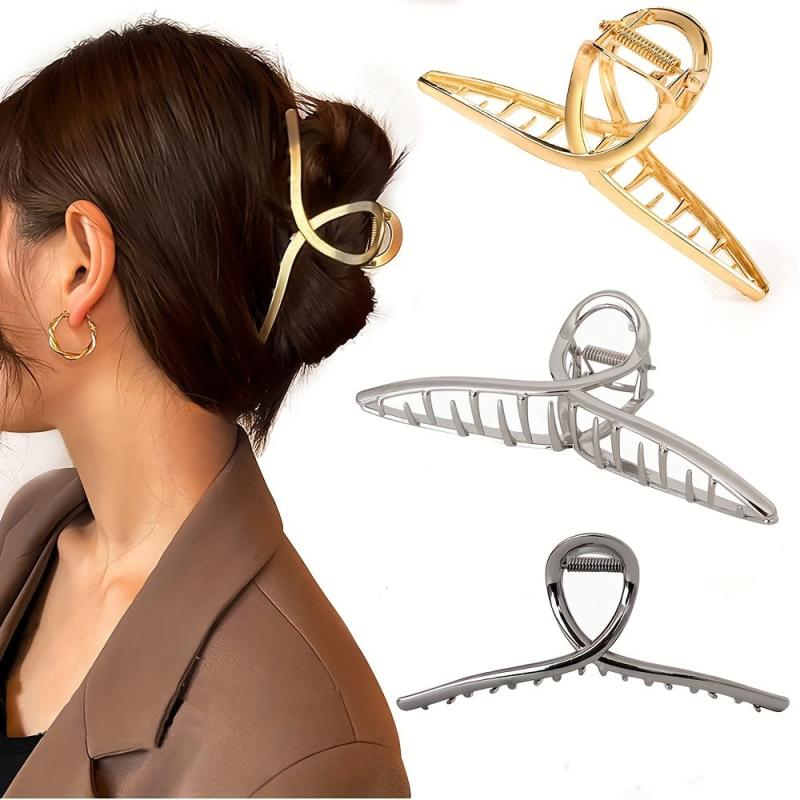 3pcs Large Metal Hair Claw Back Head Hair Clip Vintage