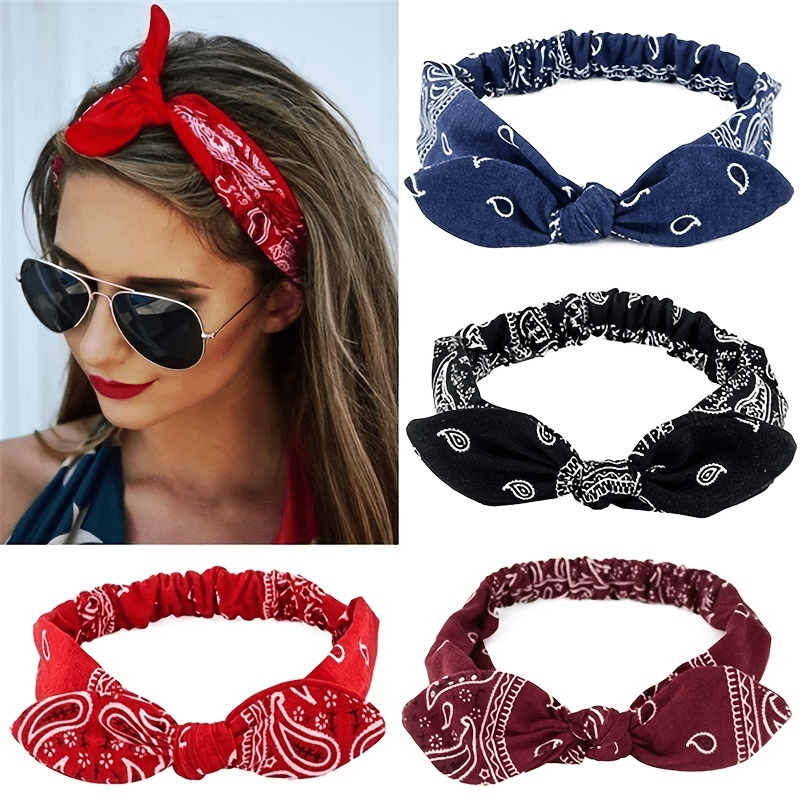 Vintage Solid Print Headbands Soft Elastic Hairbands Bandanas Hair Ac