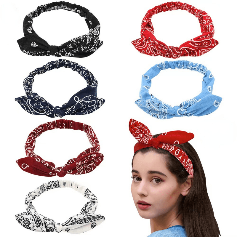 Vintage Solid Print Headbands Soft Elastic Hairbands Bandanas Hair Ac