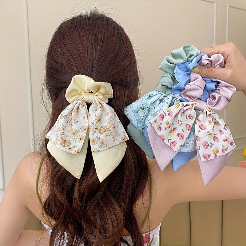 Boho Floral Scarf Scrunchies Hair Ribbons Hair Ties