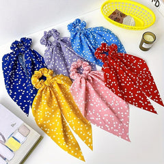Crackle Pattern Bow Hair Tie Scrunchies