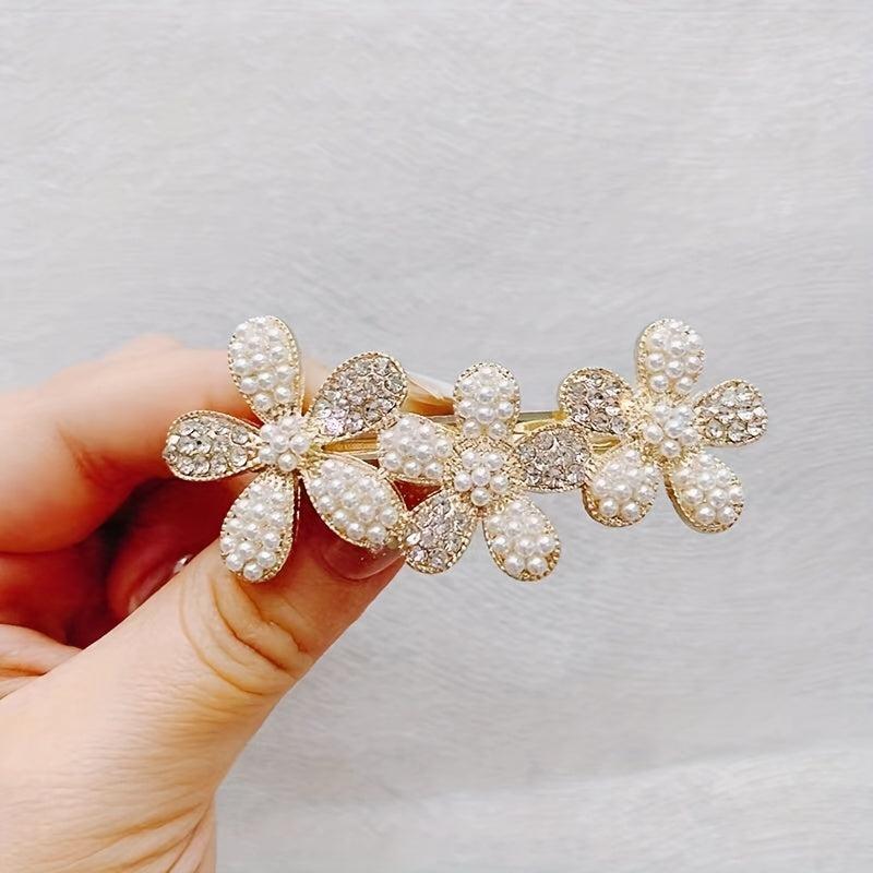 Rhinestone Metal Hair Barrettes Flower Hair Clips Crystal Hair Accessories