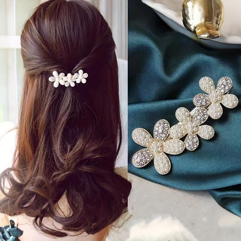 Rhinestone Metal Hair Barrettes Flower Hair Clips Crystal Hair Accessories