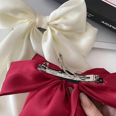 Bow Ribbon Hair Clip Solid Satin Hair Pin Retro Hair Accessories