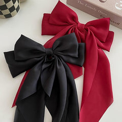 Bow Ribbon Hair Clip Solid Satin Hair Pin Retro Hair Accessories