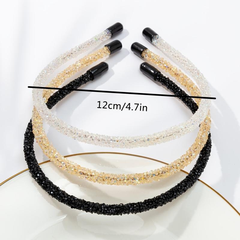 3PCS Crystal Beaded Hair Band Sparkly Headbands