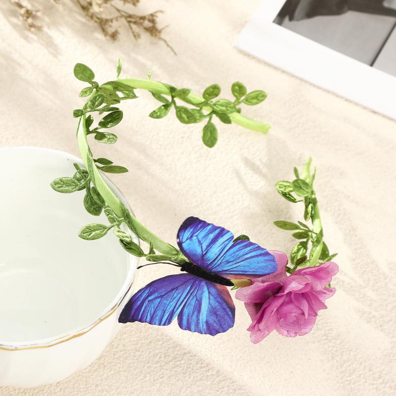 Bohemia Butterfly Leaf Headband Purple Flowers Beach Headband
