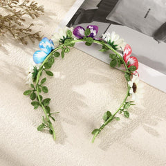 Bohemia Butterfly Leaf Headband Purple Flowers Beach Headband