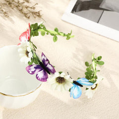 Bohemia Butterfly Leaf Headband Purple Flowers Beach Headband