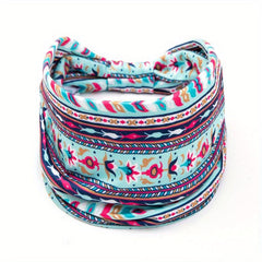 Boho Flower Print Knotted Headband for Women