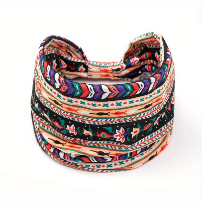 Boho Flower Print Knotted Headband for Women