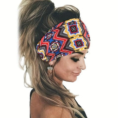 Boho Flower Print Knotted Headband for Women