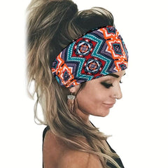 Boho Flower Print Knotted Headband for Women