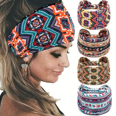 Boho Flower Print Knotted Headband for Women