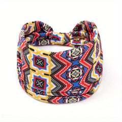 Boho Flower Print Knotted Headband for Women