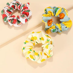 6pcs Fruit Print Scrunchies Hair Rope Elastic Band Headwear Hair Accessories