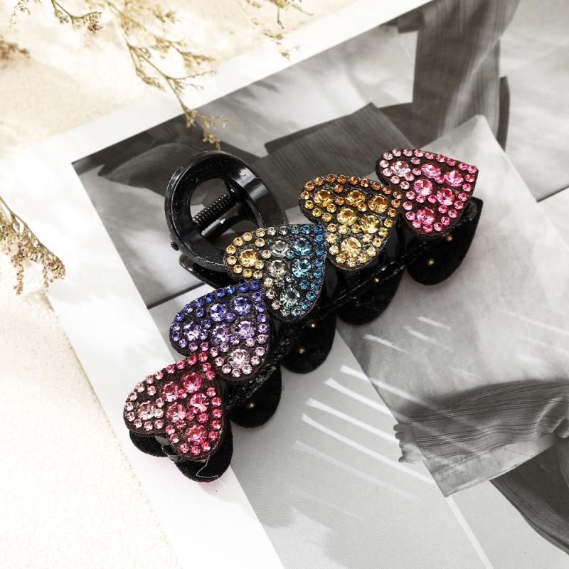 Colorful Rhinestone Heart Hair Claws Clip for Girls Hairpin Shark Clips