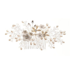 Floral Wedding Comb Pearl Hairpiece Bridal Hair Accessories