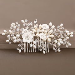 Floral Wedding Comb Pearl Hairpiece Bridal Hair Accessories