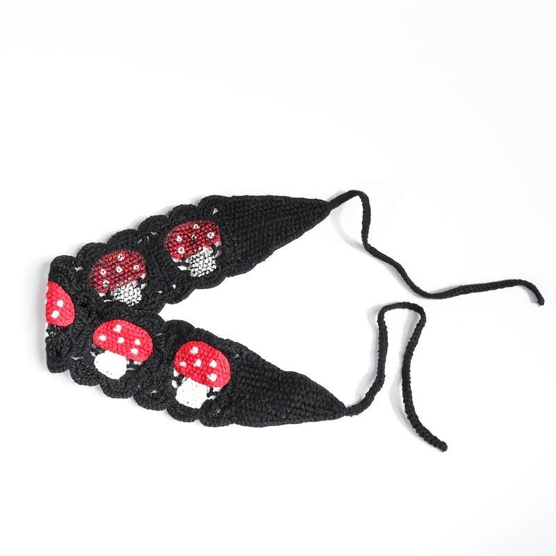 Hippie Mushroom Crochet Hair Bandana Vintage Headband for Women