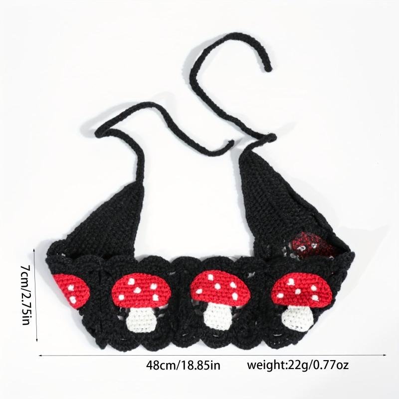 Hippie Mushroom Crochet Hair Bandana Vintage Headband for Women