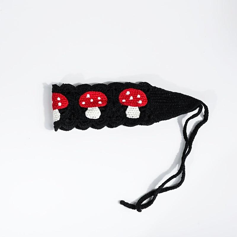 Hippie Mushroom Crochet Hair Bandana Vintage Headband for Women