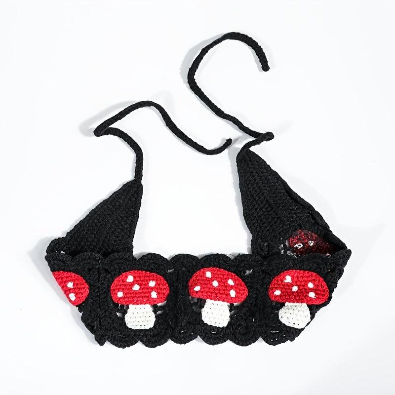 Hippie Mushroom Crochet Hair Bandana Vintage Headband for Women