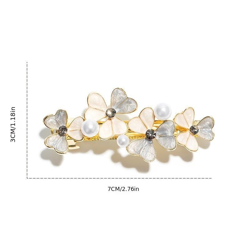 Daisy Rhinestone Faux Pearl Flower Hair Clip Barrette Women Hair Accessory