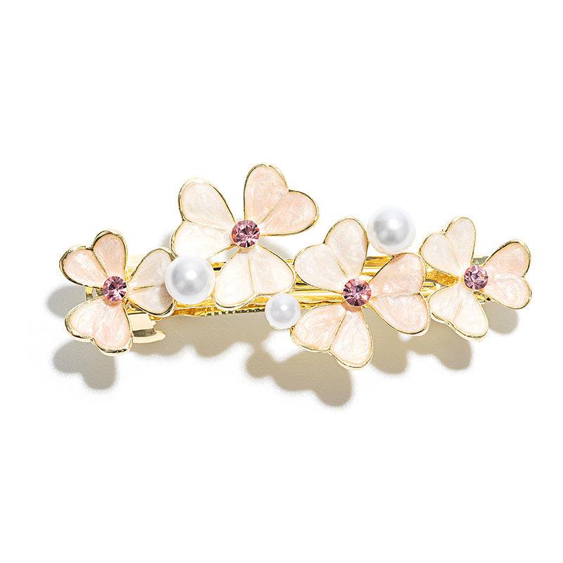 Daisy Rhinestone Faux Pearl Flower Hair Clip Barrette Women Hair Accessory