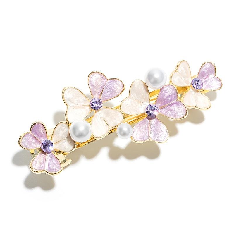 Daisy Rhinestone Faux Pearl Flower Hair Clip Barrette Women Hair Accessory