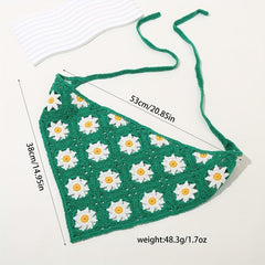 Flower Crochet Triangular Scarf Sunflower Weaving Headband Hair Accessories