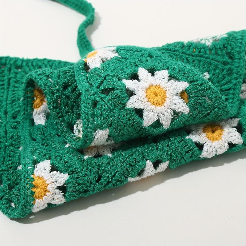 Flower Crochet Triangular Scarf Sunflower Weaving Headband Hair Accessories