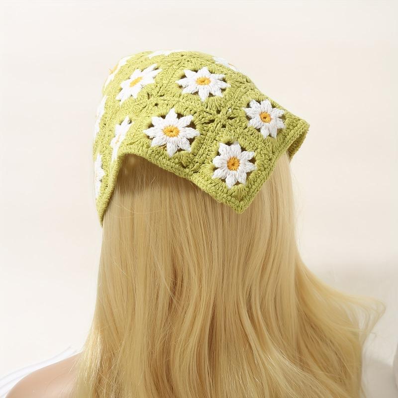 Flower Crochet Triangular Scarf Sunflower Weaving Headband Hair Accessories