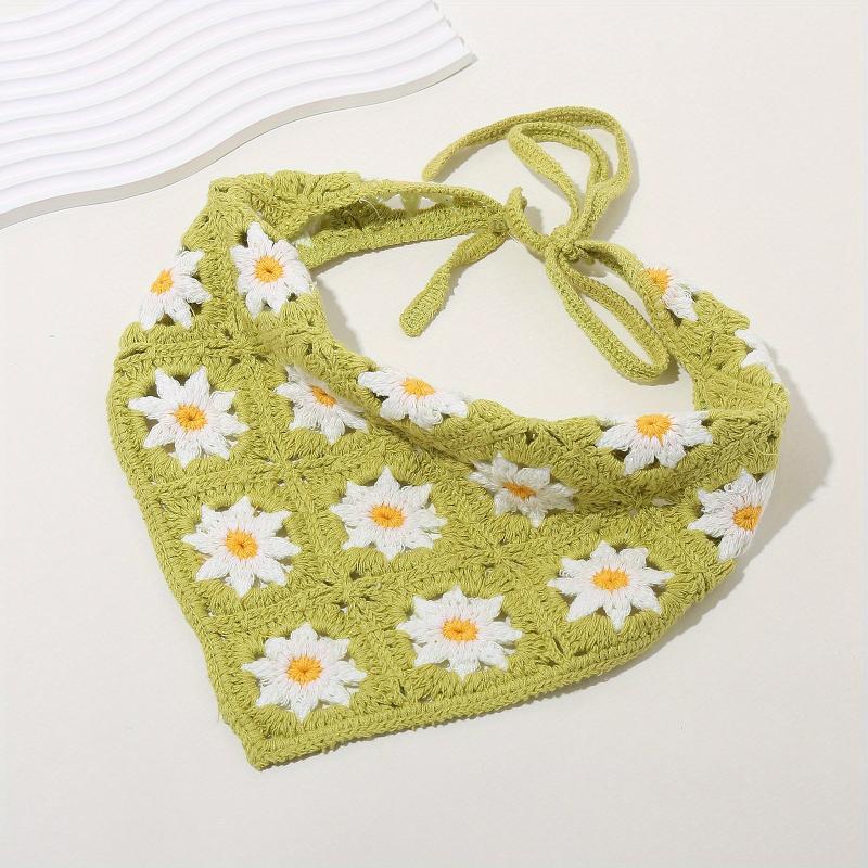 Flower Crochet Triangular Scarf Sunflower Weaving Headband Hair Accessories