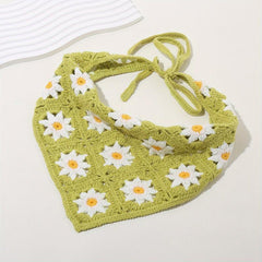 Flower Crochet Triangular Scarf Sunflower Weaving Headband Hair Accessories
