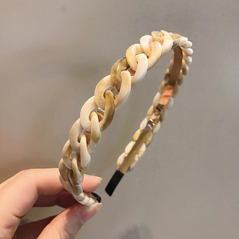 Resin Chain Hairband for Women Twisted Hair Chain Headband